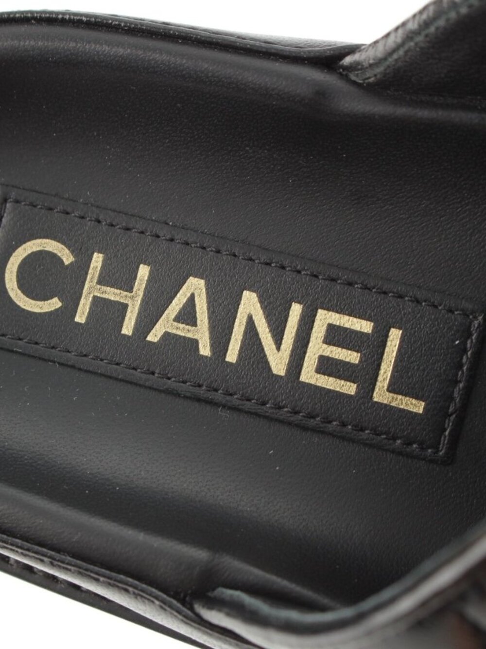 Chanel CC Logo Quilted Velcro Sandals Black 36c - Picture 7 of 10